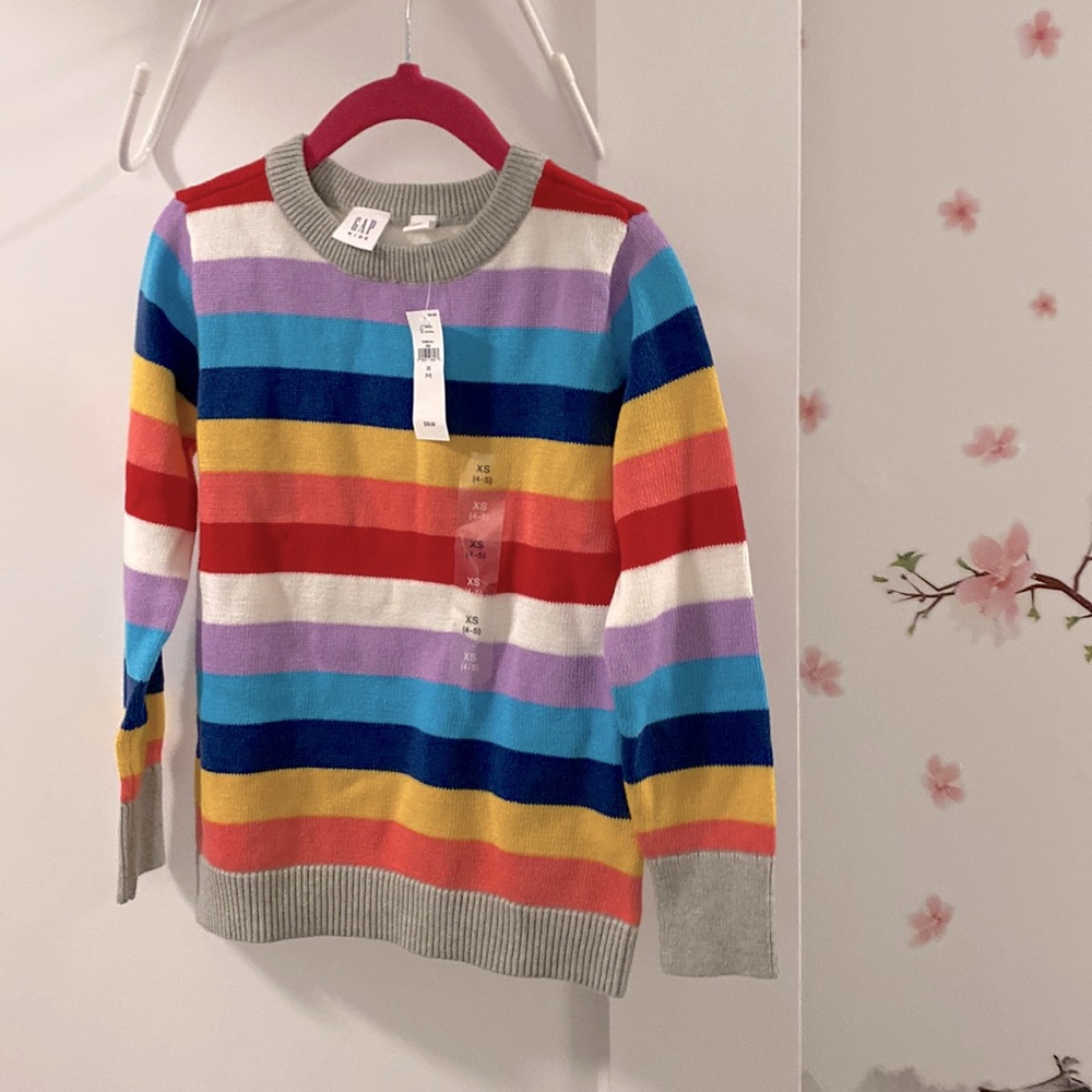 Brand new,GAP,girl XS-4/5,rainbow sweater,good for cool/cold weather!Very cute:)